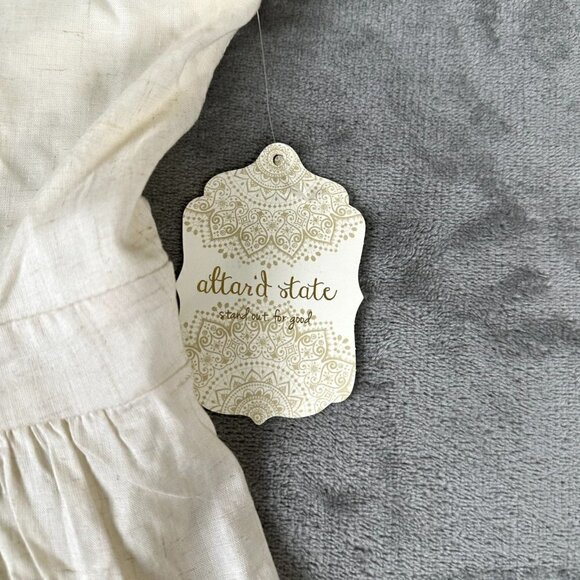 Altar’d State Womens Dress Oatmeal Ruffles Size Medium Bib Short Sleeve - Picture 2 of 9